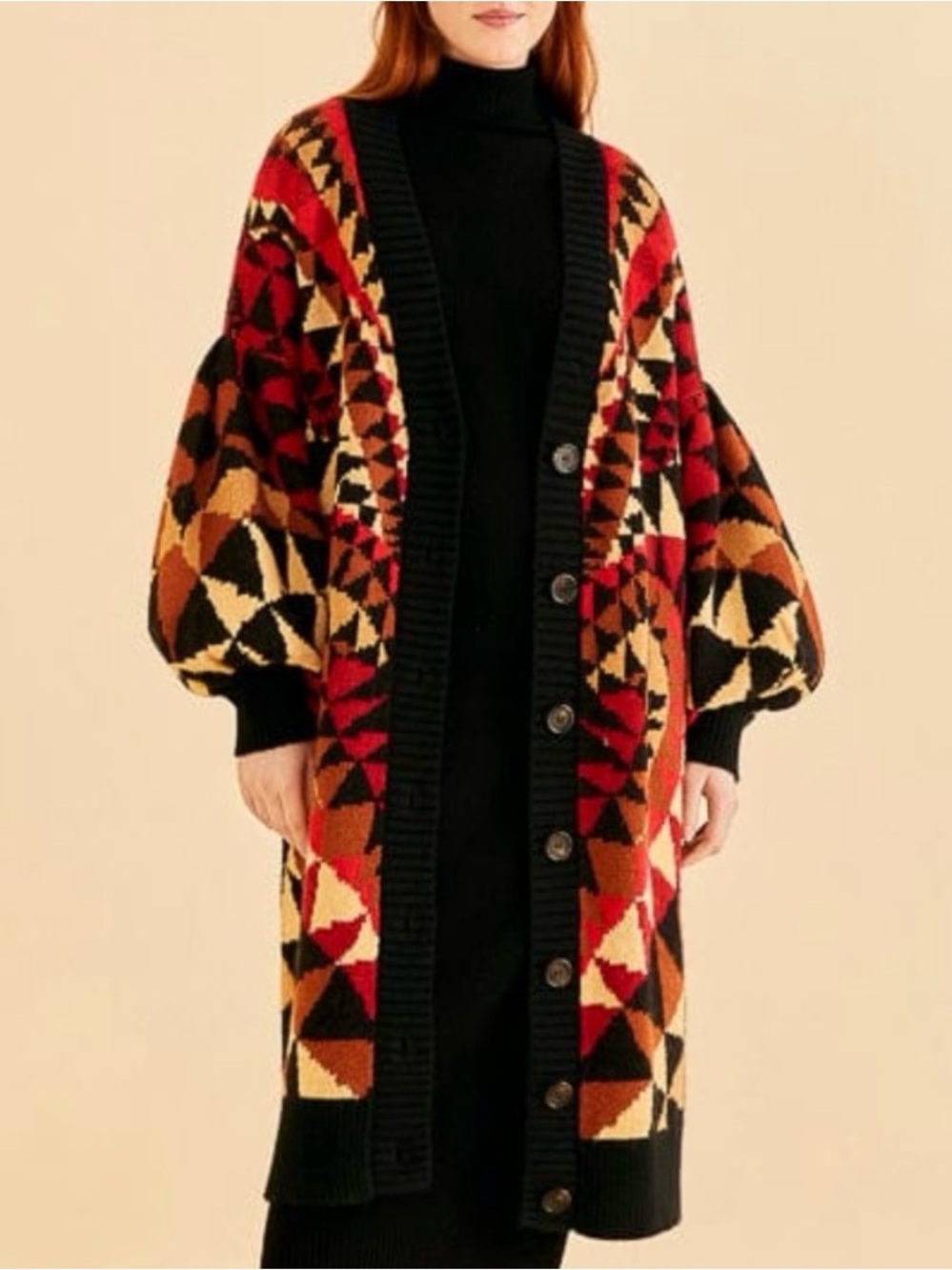 🌺🎉HP🎉🌺 NWT Farm Rio Heart Deco Maxi Knit Cardigan - Picture 3 of 15